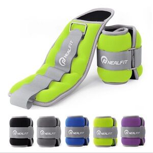 Nealfit Adjustable Ankle Weights 1pd x 2 Neon Green and Gray